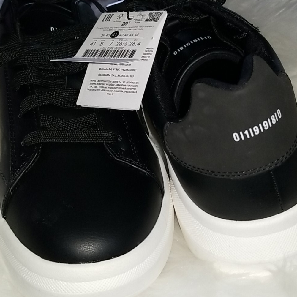 👣BERSHKA😄 Men's Faux Leather Platform Sneakers😃size 8 - Picture 6 of 13